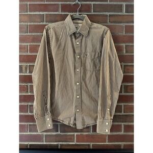 Hollister‎ California Men's Brown White Striped Button Shirt Size S